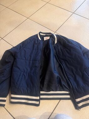 Place Navy Bomber Jacket with White Stripe Trim